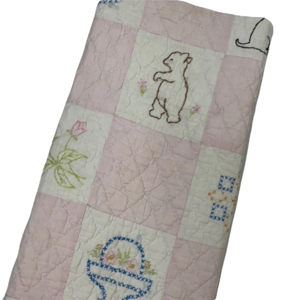 Vintage Quilt Patchwork Handcrafted Primitive Farmhouse Antique Baby Rare OOAK